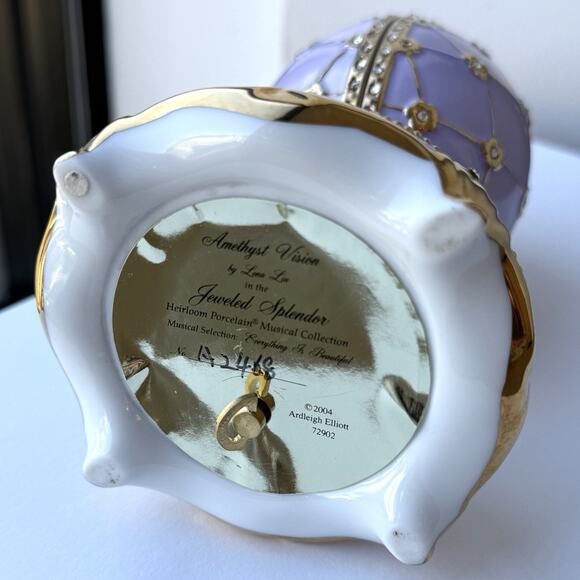Ardleigh Elliott Porcelain Egg Music Box Amethyst Vision by Lena Liu Hummingbird - Picture 10 of 12